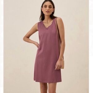 Pact Purple Softspun V-Neck Tank Dress Medium Organic Cotton